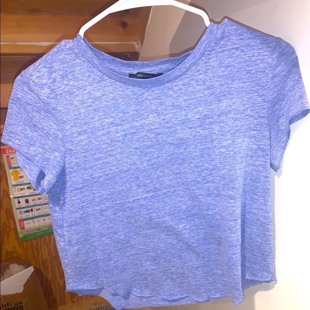 Blue slightly cropped t-shirt